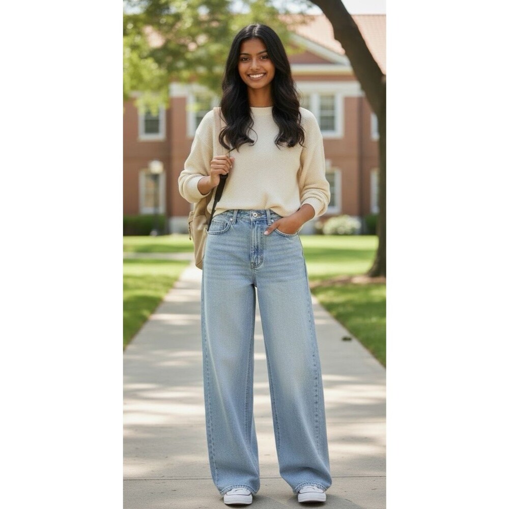 NWT Cotton-On womens jeans Adjustable Wide Leg High Waist 100% cotton size 24